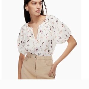 Wilfred Dickinson Pale Ivory Floral Print Blouse